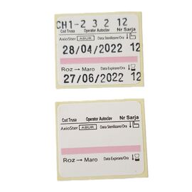 Etichete dublu adezive 32 x 28 mm sterilizare abur, rola 500 buc