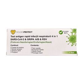 Test rapid combo 4 in 1, Gripa A+B + Covid 19 + RSV, prelevare orofaringian, nazofaringian si nazal