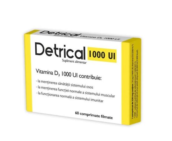 ​Detrical vitamina D 1000 UI, 60 comprimate, Zdrovit
