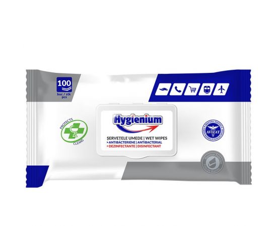​Servetele umede dezinfectante Hygienium 100 buc (Folie cu Capac)
