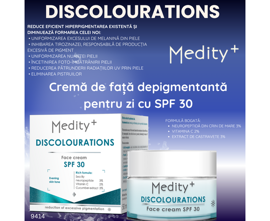 Cremă de față depigmentantă pentru zi cu SPF 30,  Medity+ Cremă de față depigmentantă pentru zi cu SPF 30,  Medity+